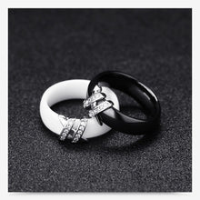 Load image into Gallery viewer, New Crystal Ceramic Ring Black &amp; White 2019