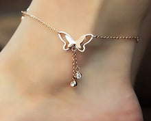 Load image into Gallery viewer, Silver &amp; Gold Butterfly Anklet Foot Chain