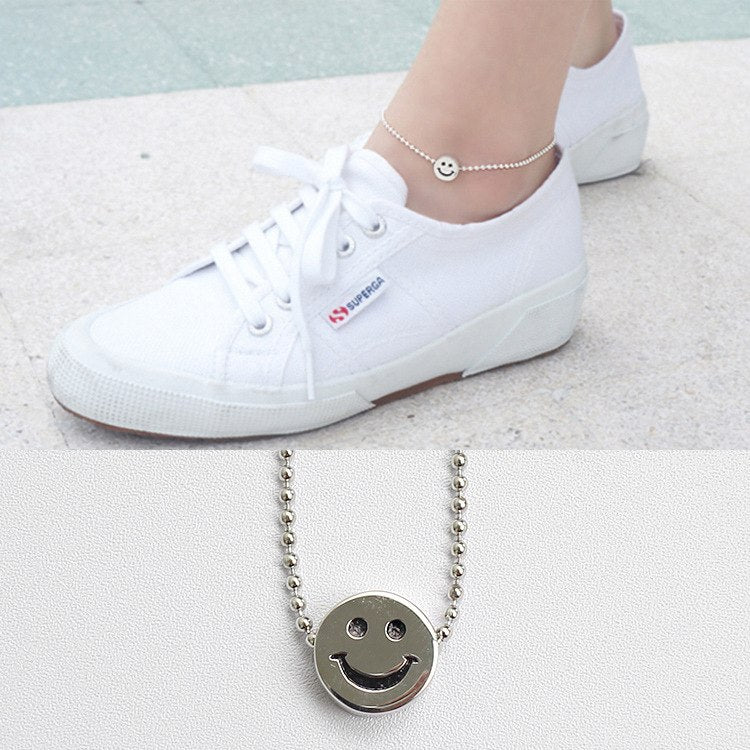 NEW Smile Face Sterling Silver Foot Anklet 2019