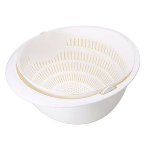 Double Drain Basket with Bowl Washing for Kitchen