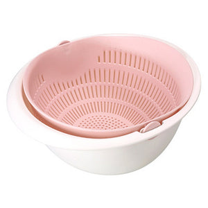 Double Drain Basket with Bowl Washing for Kitchen