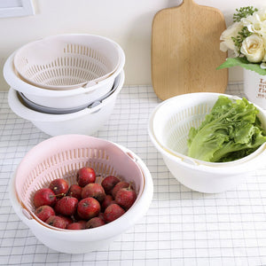 Double Drain Basket with Bowl Washing for Kitchen