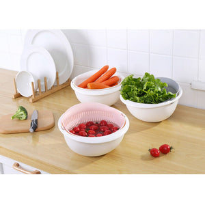 Double Drain Basket with Bowl Washing for Kitchen