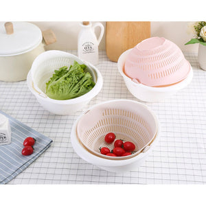 Double Drain Basket with Bowl Washing for Kitchen