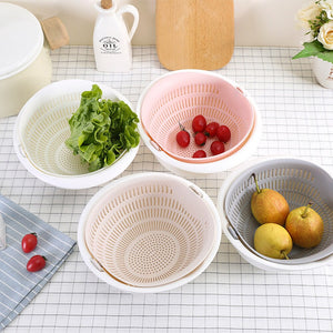 Double Drain Basket with Bowl Washing for Kitchen