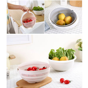 Double Drain Basket with Bowl Washing for Kitchen