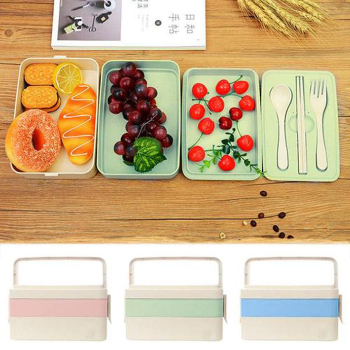 Lunch Box with 3 layers and Tableware