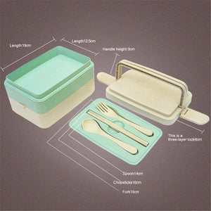 Lunch Box with 3 layers and Tableware