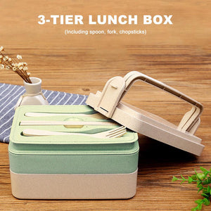 Lunch Box with 3 layers and Tableware